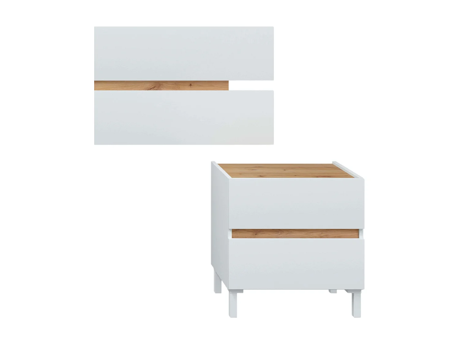 Cabecero 2 mesitas Tempus Roble Nodi Blanco Artik Estilo nórdico