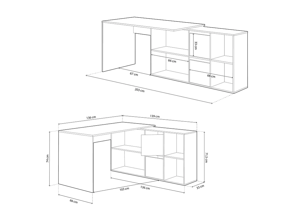 Mesa de escritorio Move Blanco Artik (Blanco Mate) - Roble Canadian