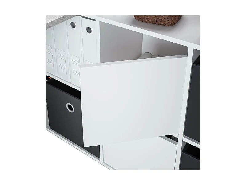 Mesa de escritorio Move Blanco Artik (Blanco Mate) - Gris Cemento