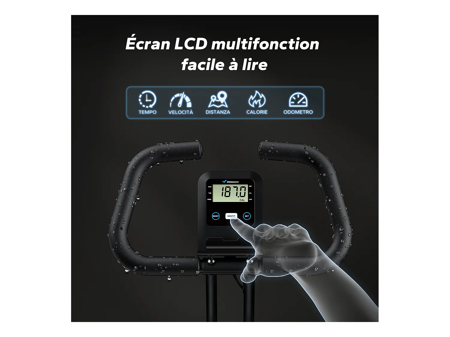 Vélo d'appartement pliable MERACH, compact et silencieux, 16 niveaux magnétiques, écran LCD, support tablette, usage domicile