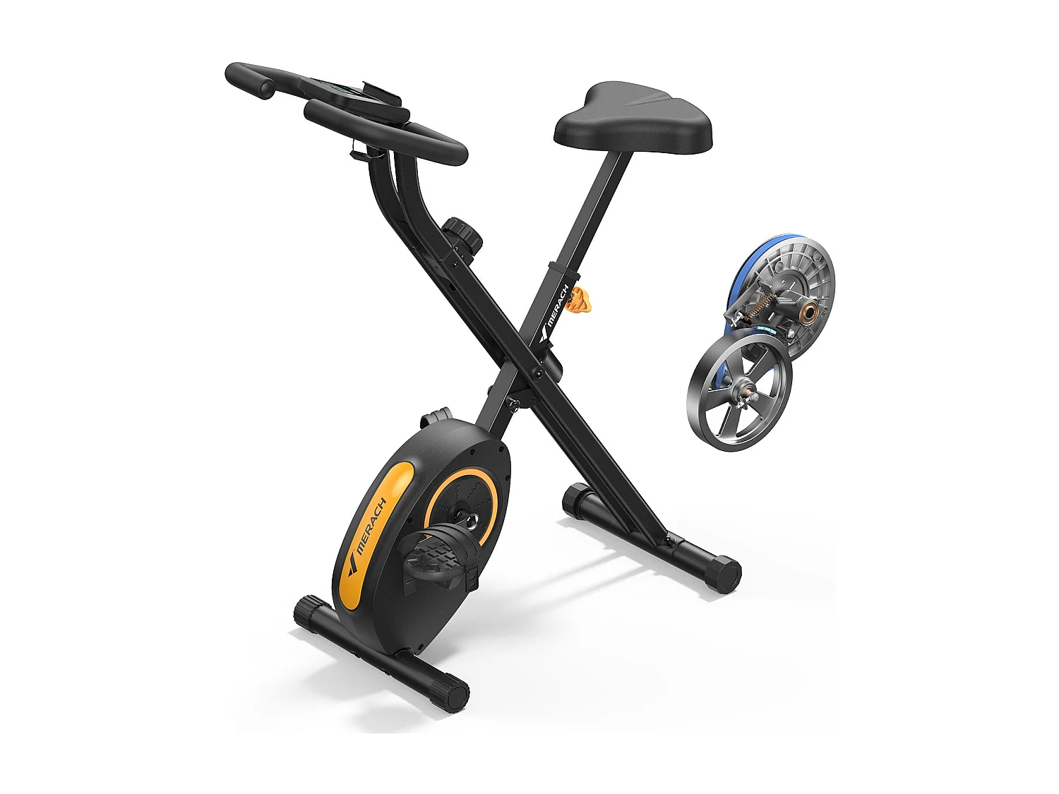 Cyclette pieghevole MERACH, compatta e silenziosa, 16 livelli magnetici, schermo LCD, supporto tablet, uso domestico