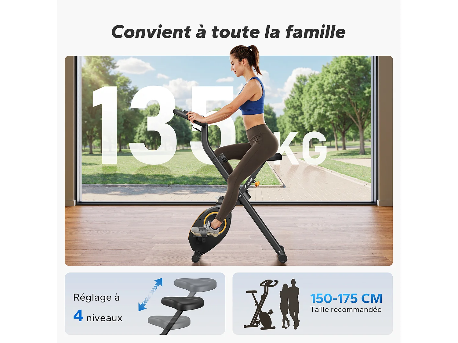 Cyclette pieghevole MERACH, compatta e silenziosa, 16 livelli magnetici, schermo LCD, supporto tablet, uso domestico