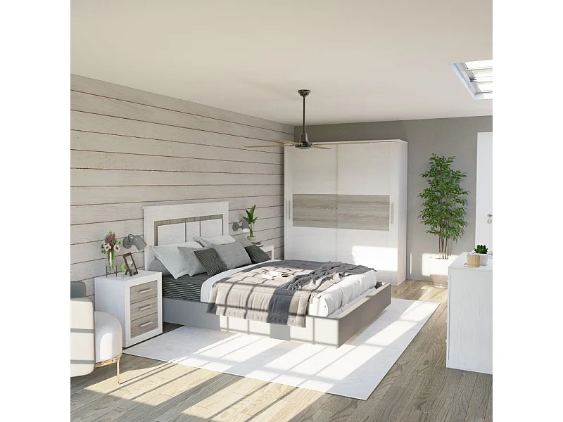 Cabecero con mesitas Kira Andersen Pino - Gris