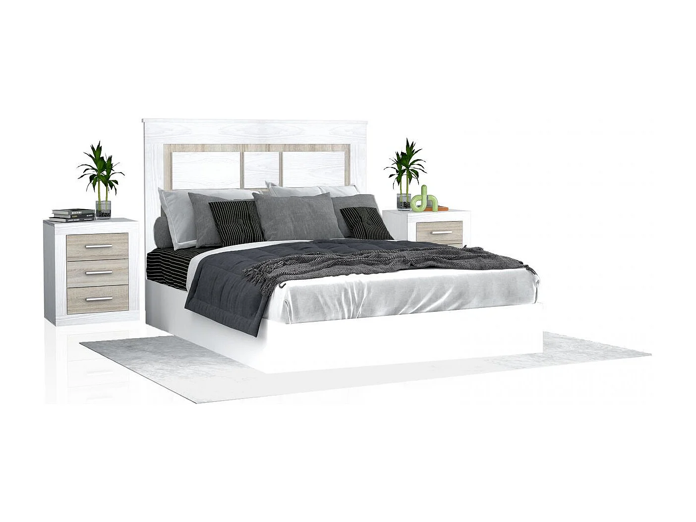 Cabecero con mesitas Kira Andersen Pino - Gris