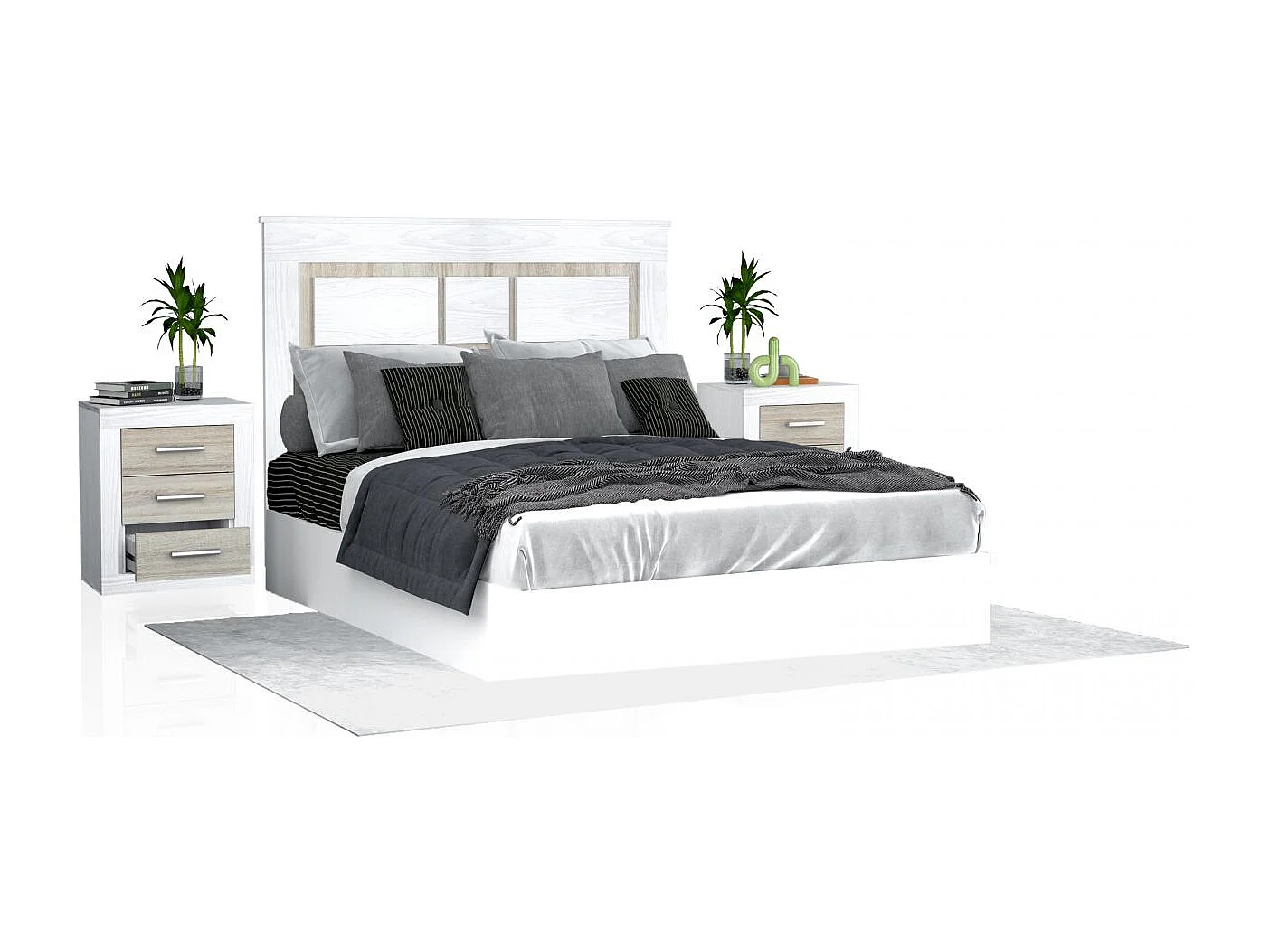 Cabecero con mesitas Kira Andersen Pino - Gris