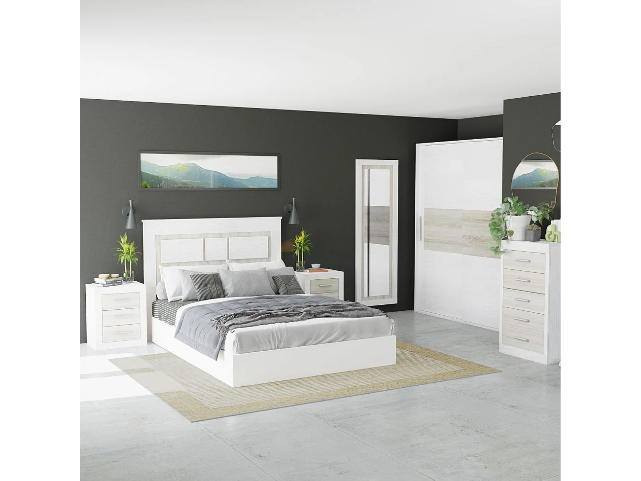 Cabecero con mesitas Kira Andersen Pino - Gris