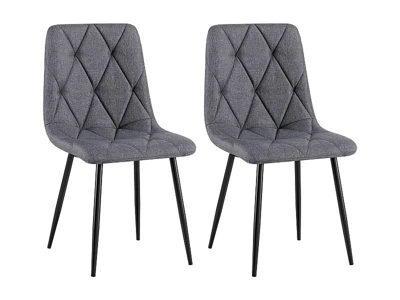 Lot de 2  chaise salle à manger - Tissu - Gris foncé - Clairton