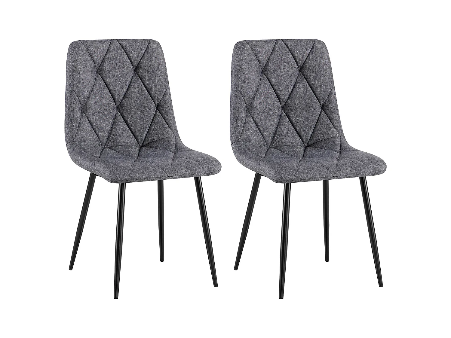 Lot de 2  chaise salle à manger - Tissu - Gris foncé - Clairton