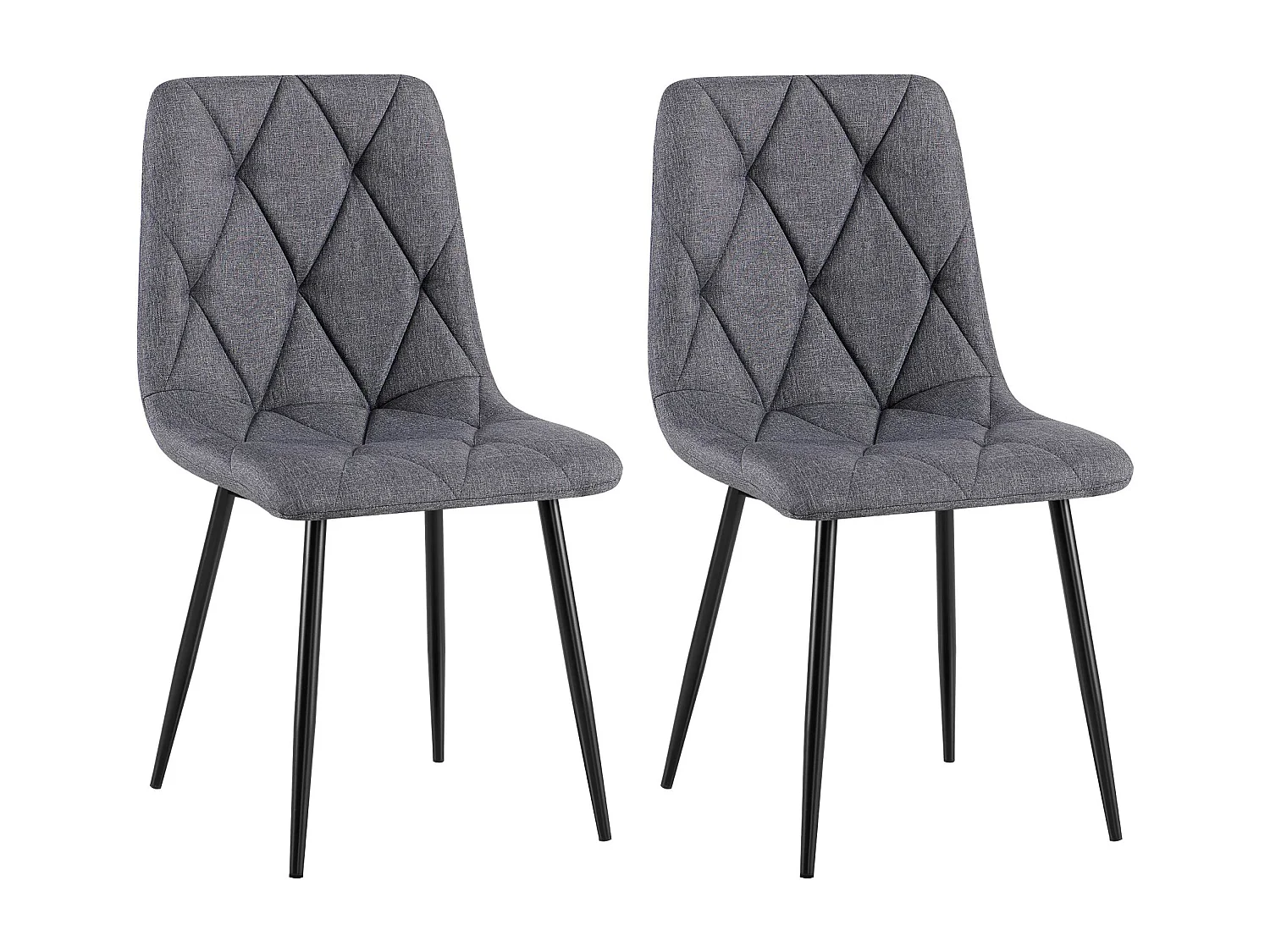 Lot de 2  chaise salle à manger - Tissu - Gris foncé - Clairton