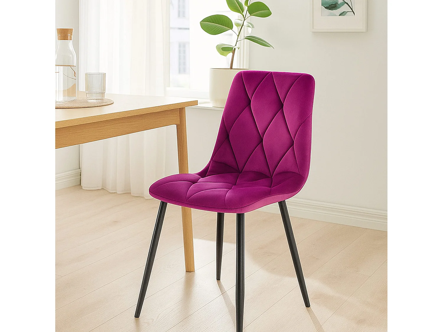 chaise salle à manger - Velours - Violet - Clairton