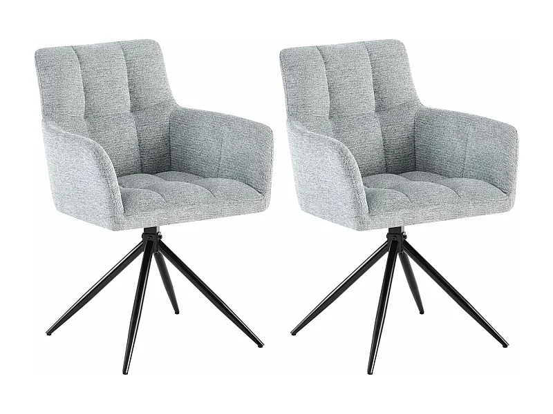 Lot de 2  chaises avec accoudoirs - Tissu - Gris clair - Jonah
