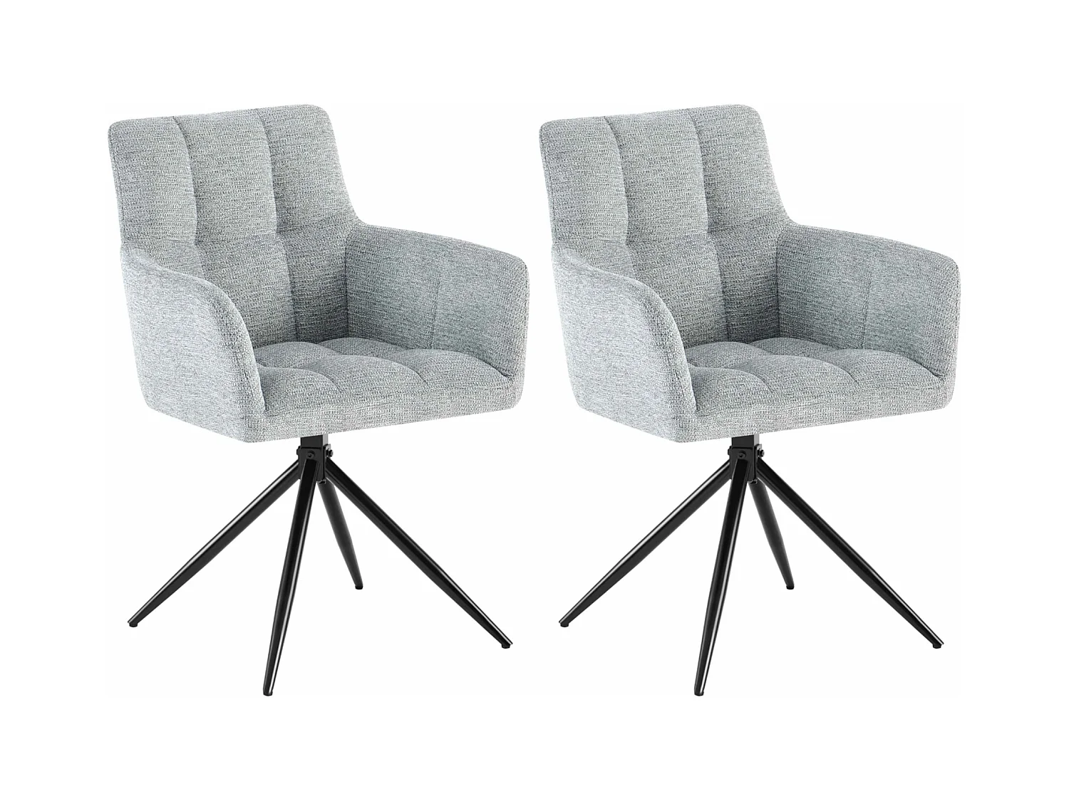 Lot de 2  chaises avec accoudoirs - Tissu - Gris clair - Jonah
