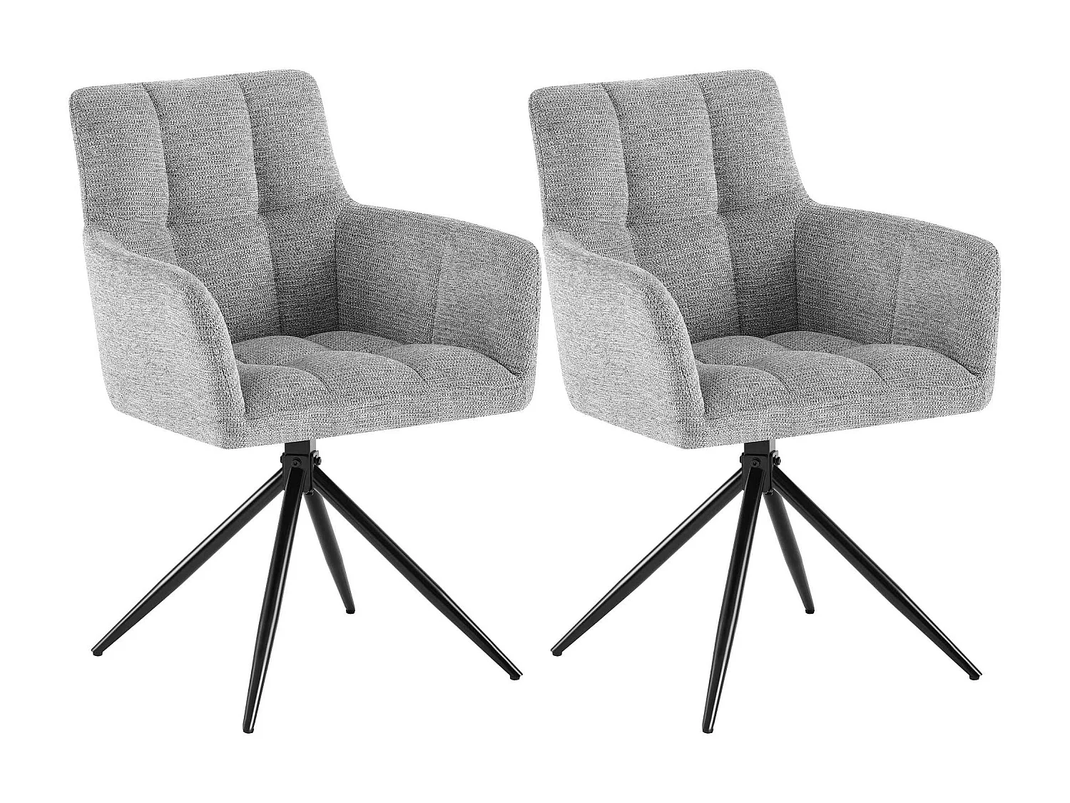 Lot de 2  chaises avec accoudoirs - Tissu - Gris clair - Jonah