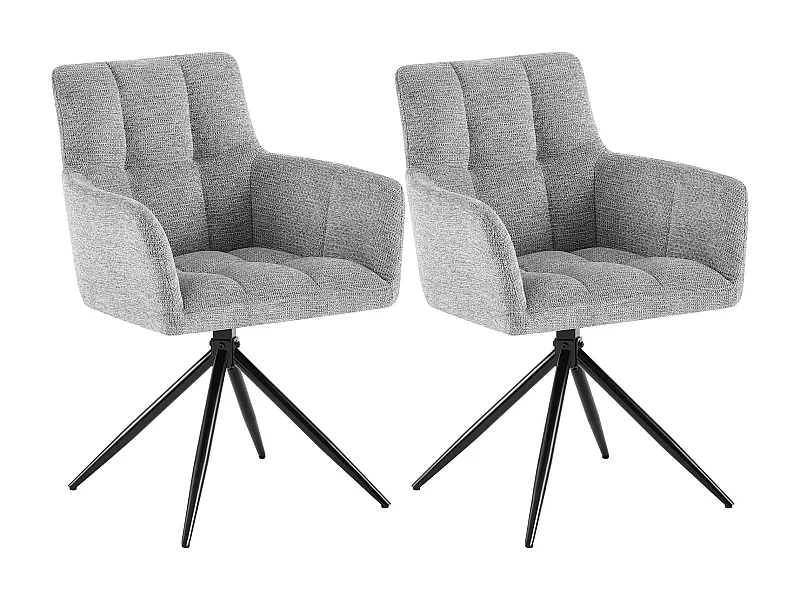 Lot de 2  chaises avec accoudoirs - Tissu - Gris clair - Jonah