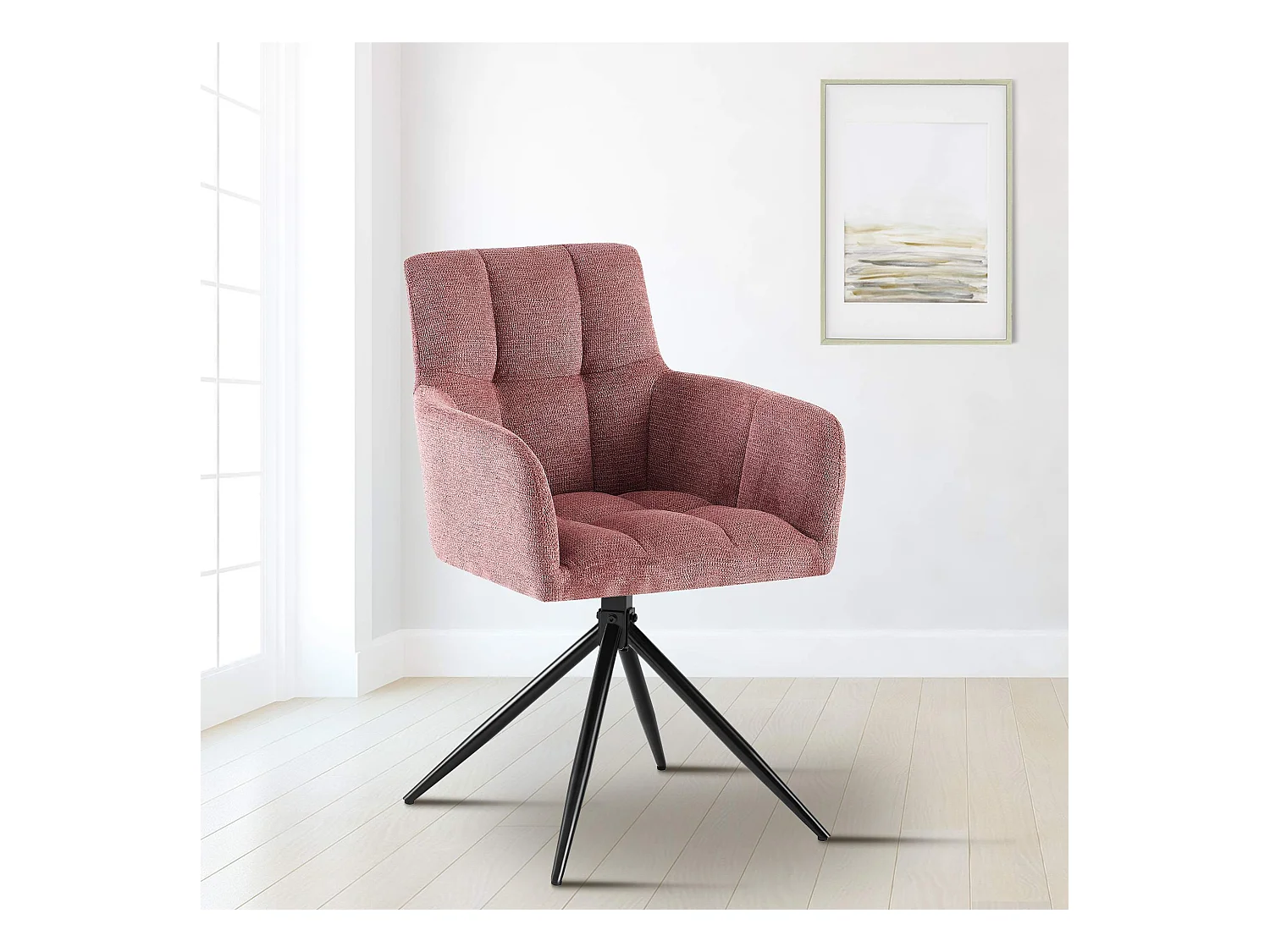 Lot de 2  chaises avec accoudoirs - Tissu - Rouge rubis - Jonah