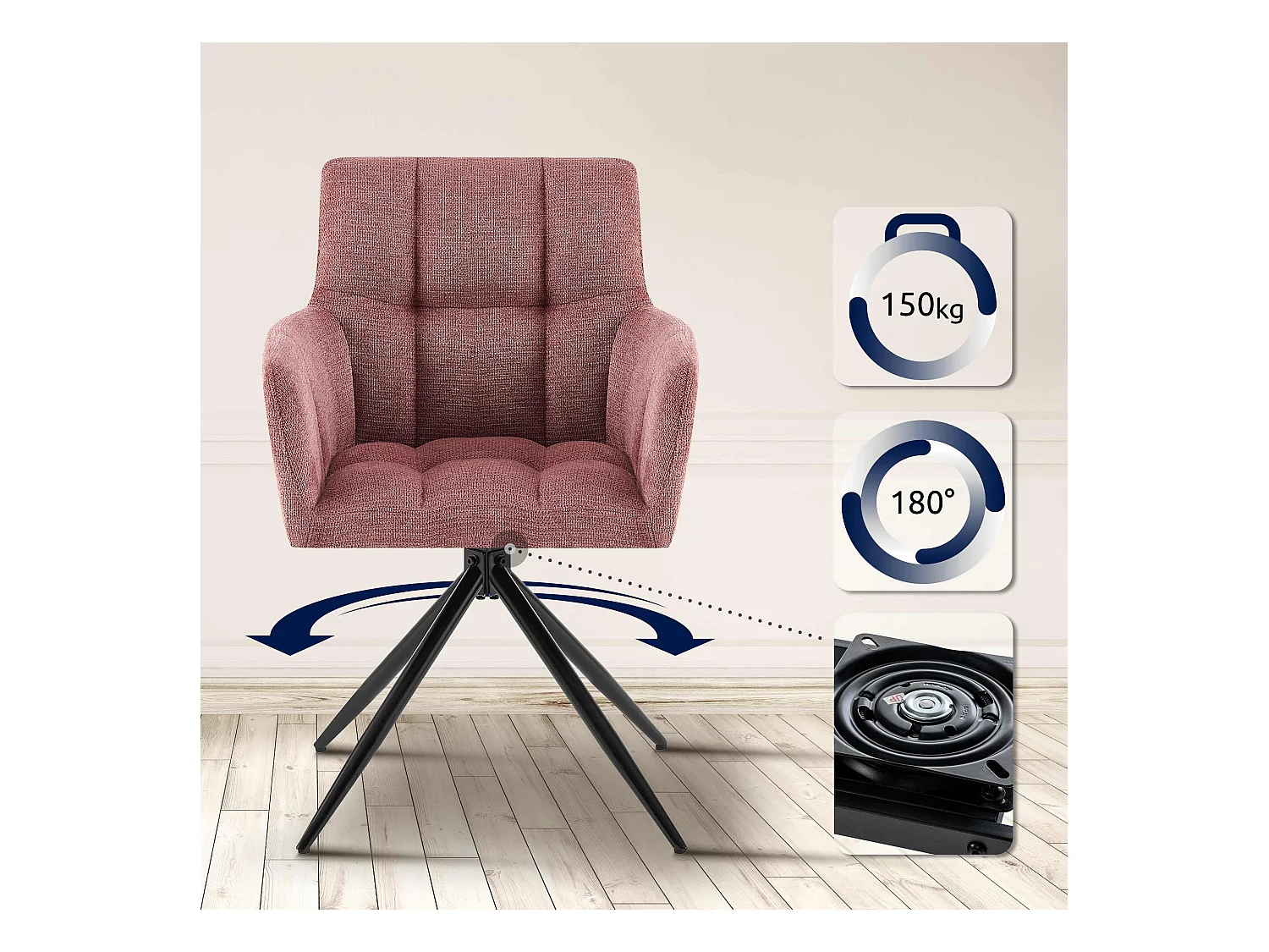 Lot de 2  chaises avec accoudoirs - Tissu - Rouge rubis - Jonah