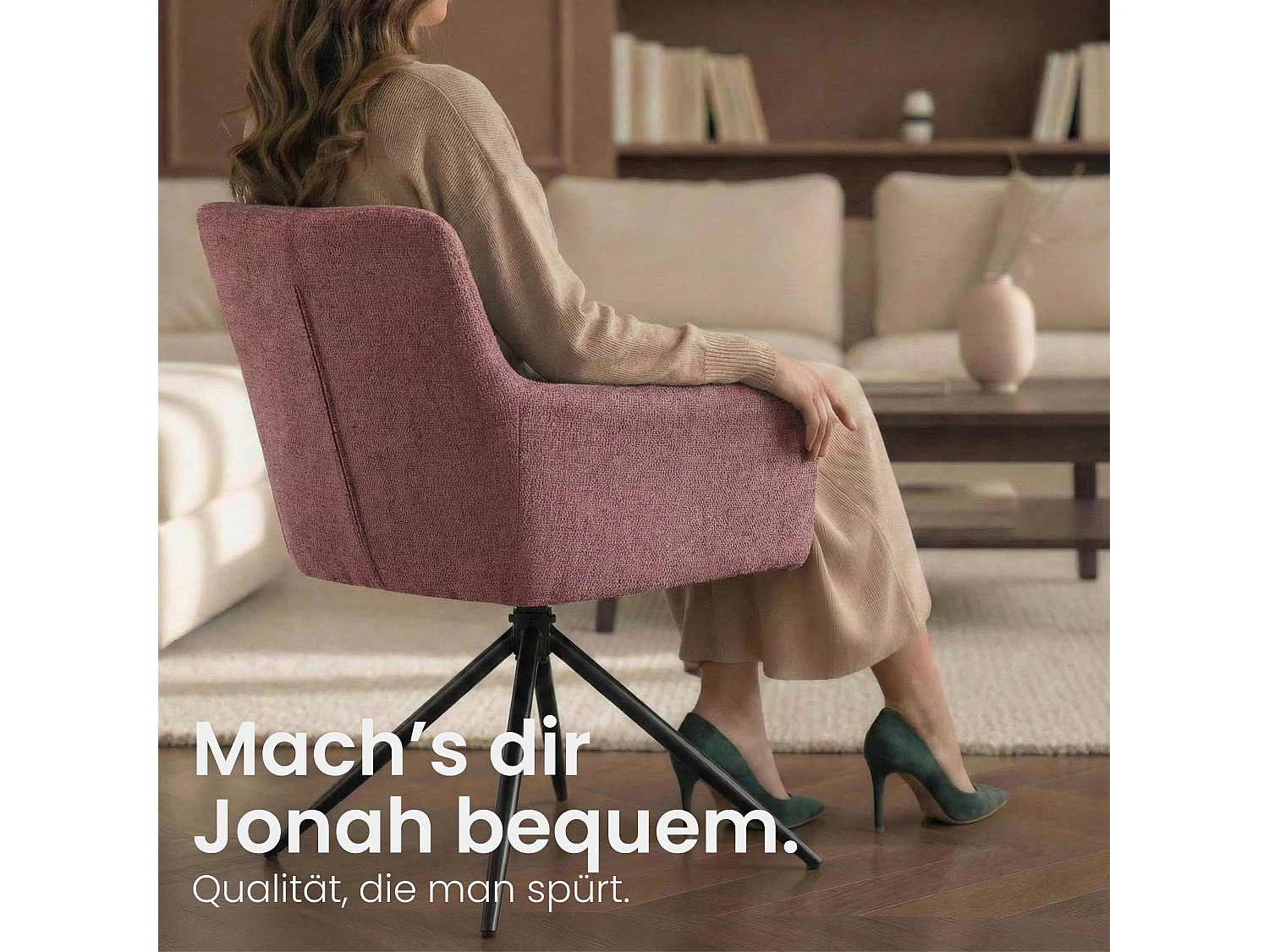 Lot de 2  chaises avec accoudoirs - Tissu - Rouge rubis - Jonah