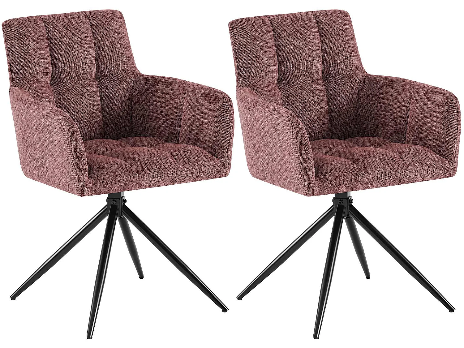 Lot de 2  chaises avec accoudoirs - Tissu - Rouge rubis - Jonah