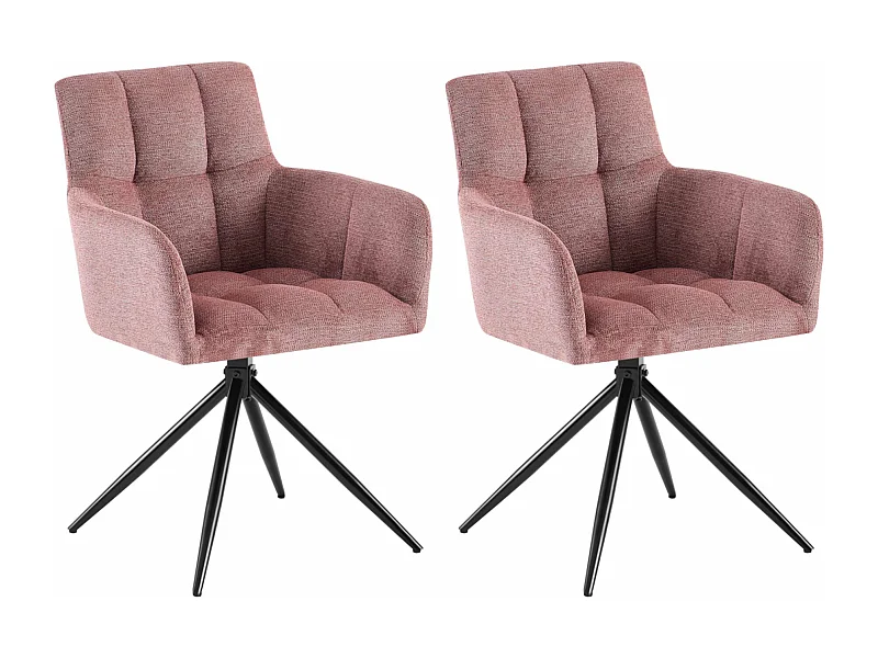 Lot de 2  chaises avec accoudoirs - Tissu - Rouge rubis - Jonah