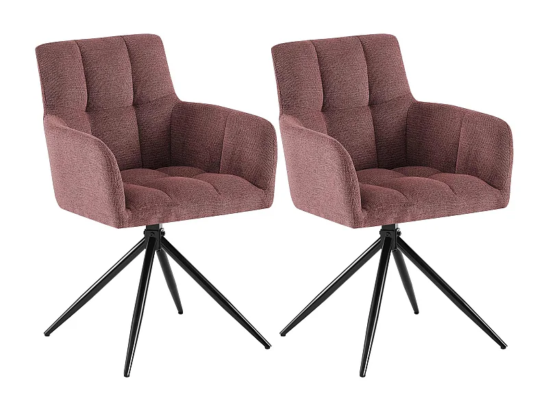 Lot de 2  chaises avec accoudoirs - Tissu - Rouge rubis - Jonah