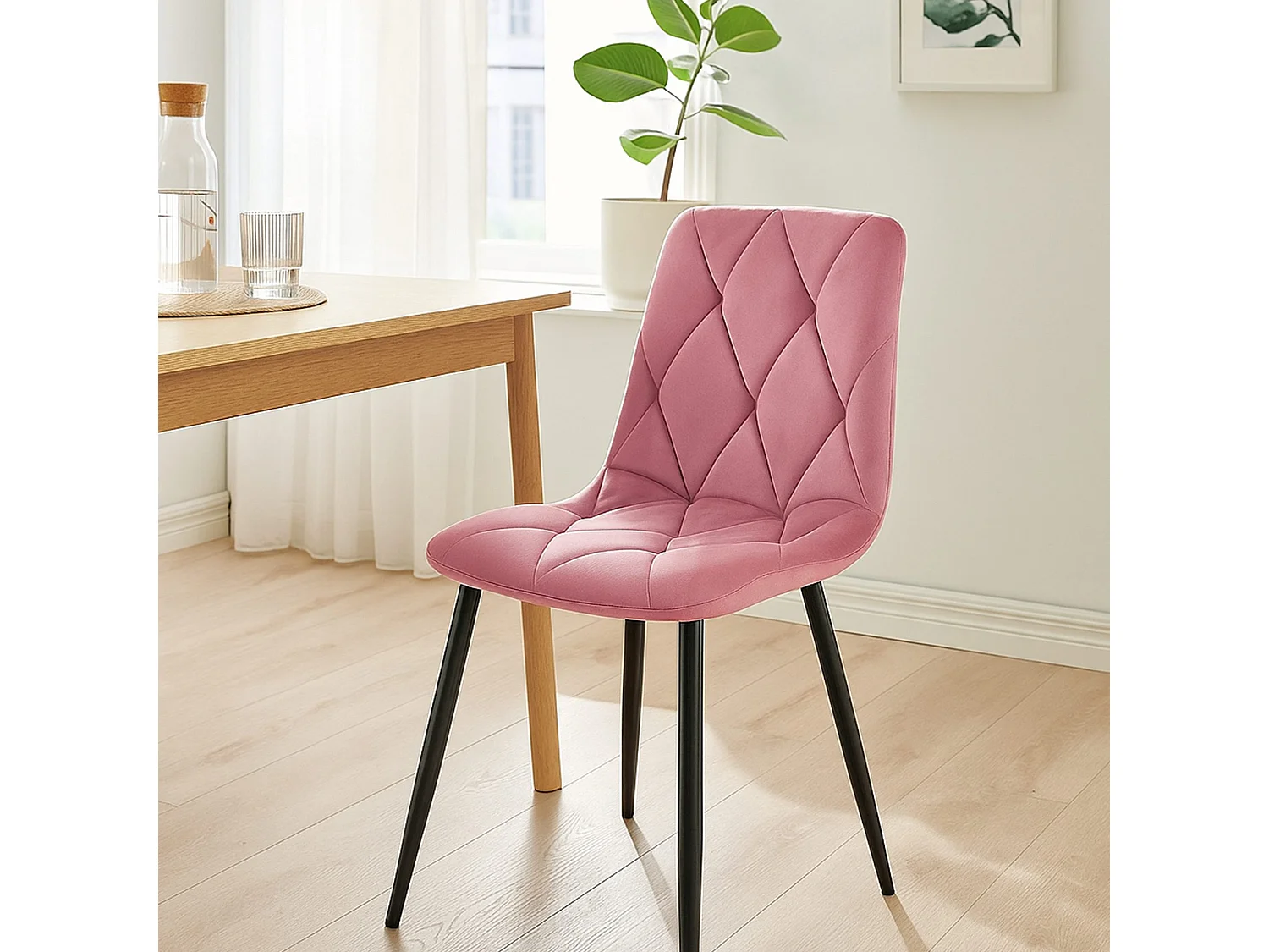 chaise salle à manger - Velours - Rose - Clairton