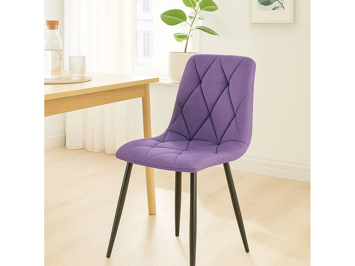 Lot de 2  chaise salle à manger - Tissu - Violet - Clairton