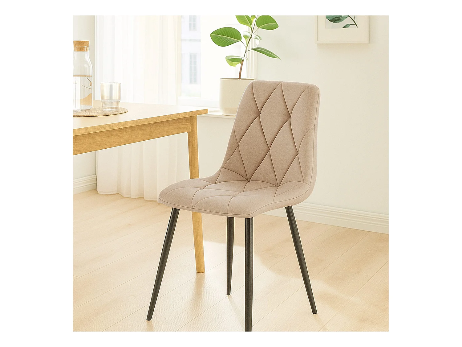 Lot de 2  chaise salle à manger - Tissu - Taupe - Clairton