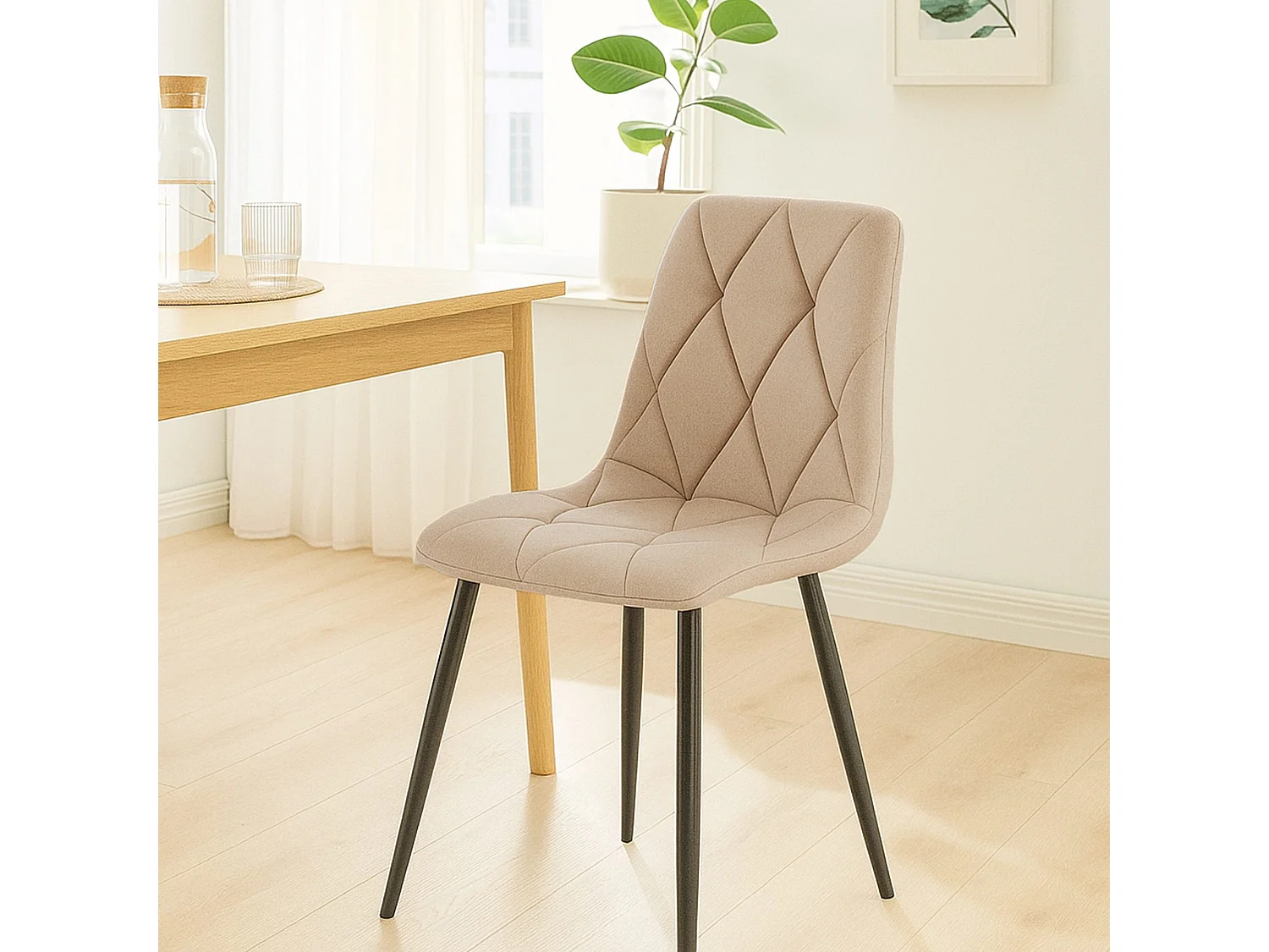 Lot de 2  chaise salle à manger - Tissu - Taupe - Clairton