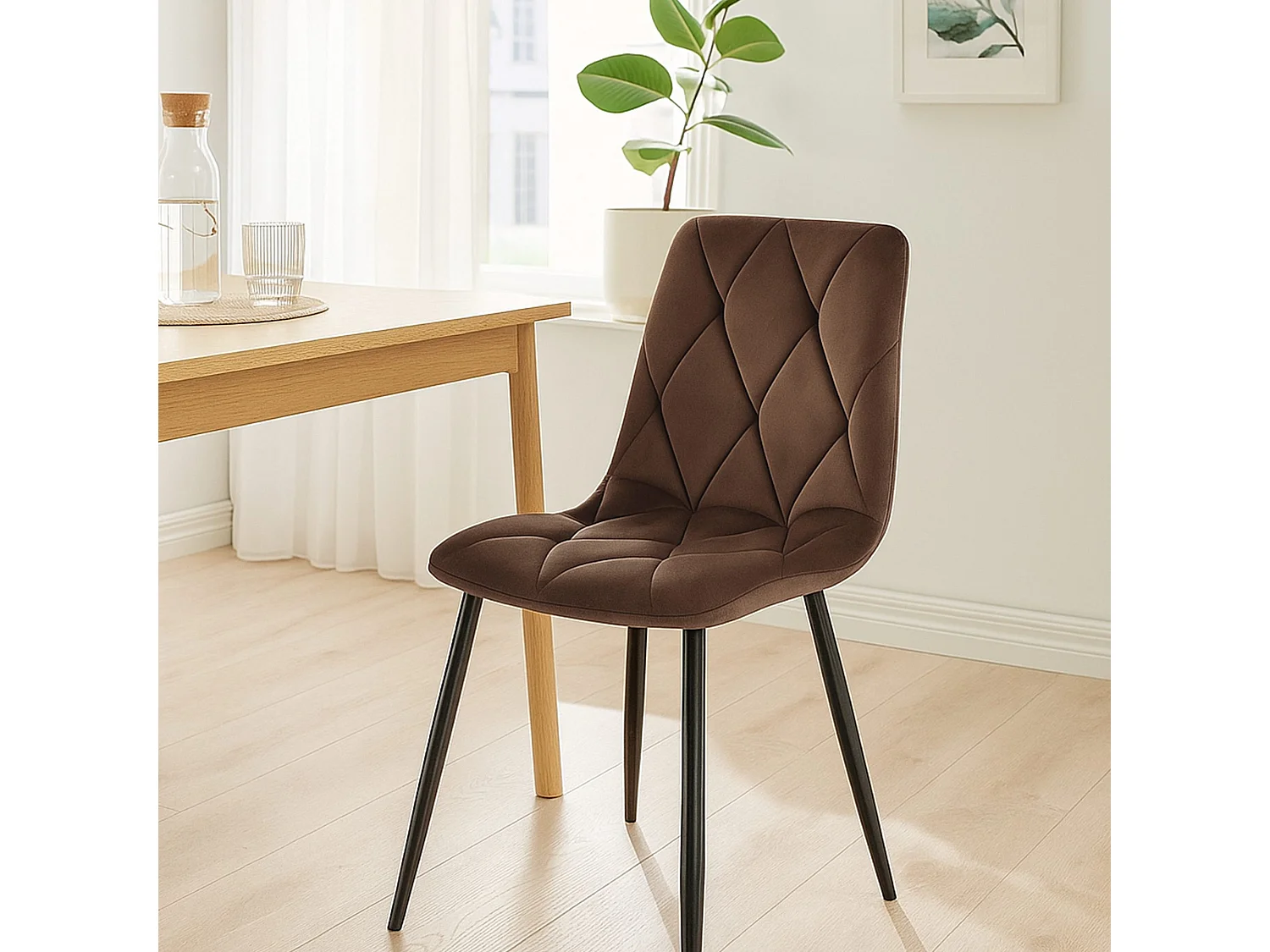 chaise salle à manger - Velours - Marron - Clairton