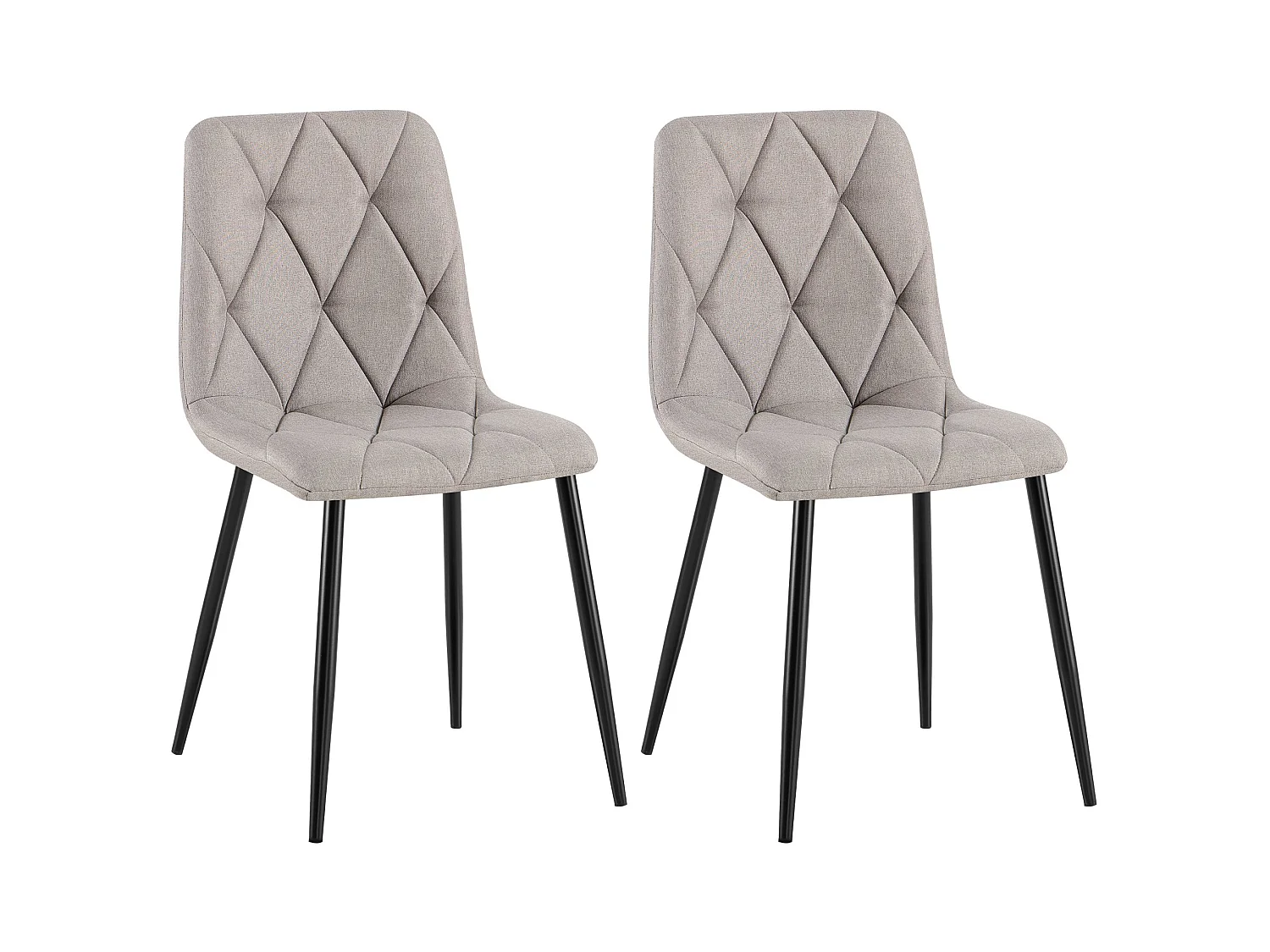 Lot de 2  chaise salle à manger - Tissu - Gris clair - Clairton