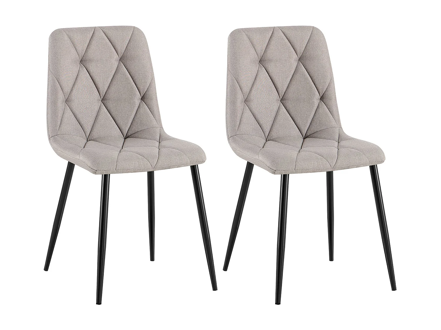 Lot de 2  chaise salle à manger - Tissu - Gris clair - Clairton