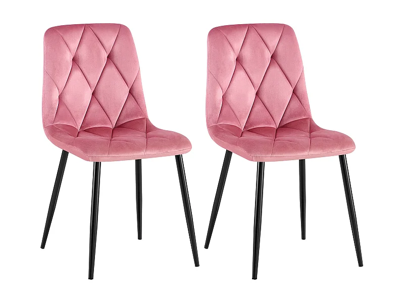 Lot de 2  chaise salle à manger - Velours - Rose - Clairton