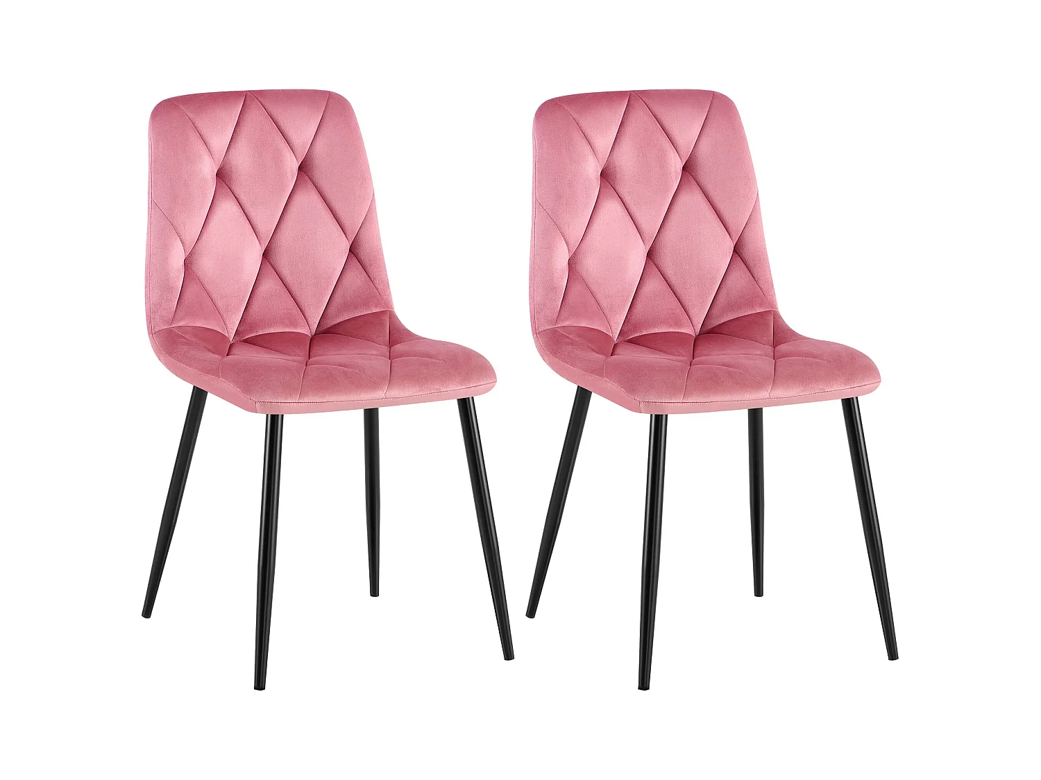 Lot de 2  chaise salle à manger - Velours - Rose - Clairton