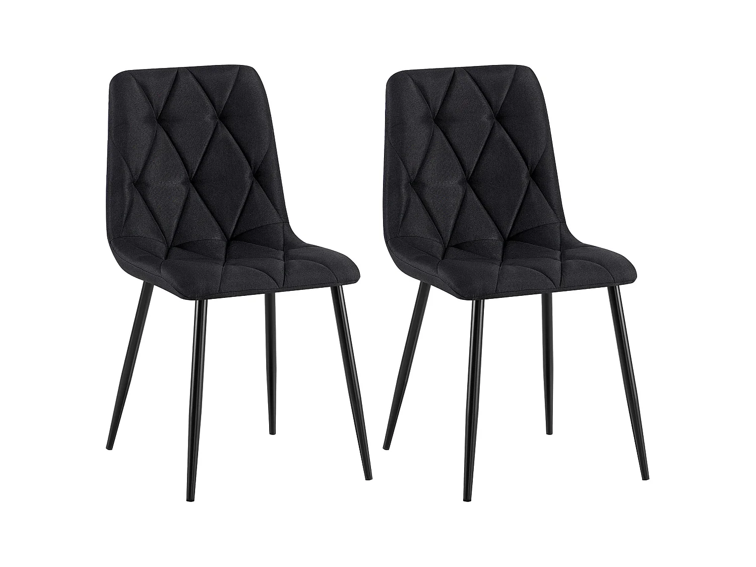 Lot de 2  chaise salle à manger - Tissu - Noir - Clairton