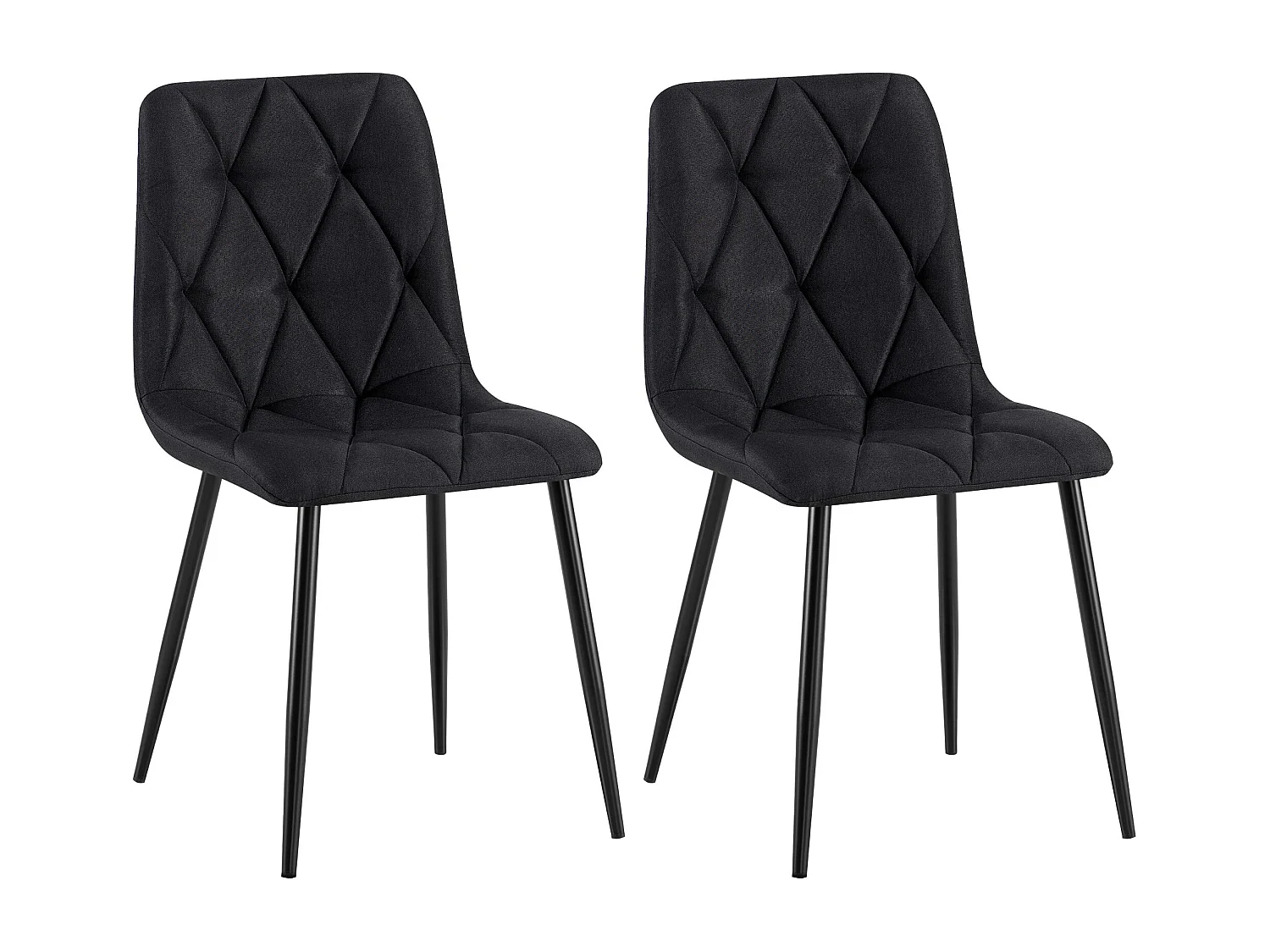 Lot de 2  chaise salle à manger - Tissu - Noir - Clairton