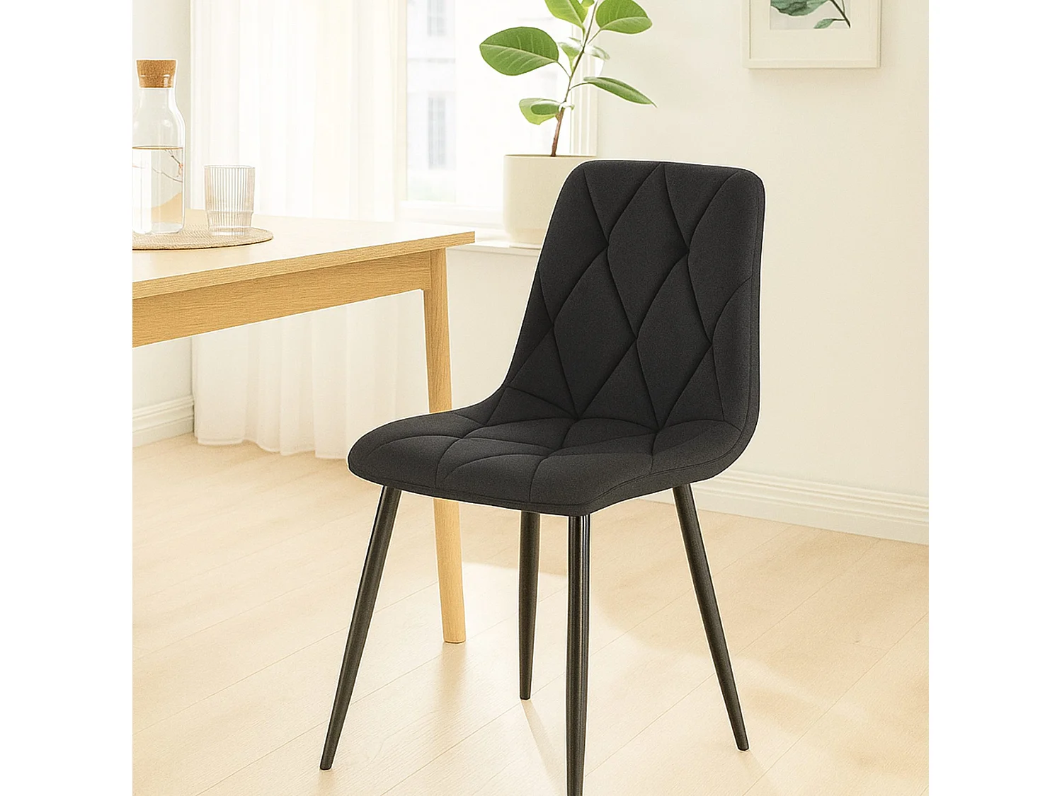 Lot de 2  chaise salle à manger - Tissu - Noir - Clairton