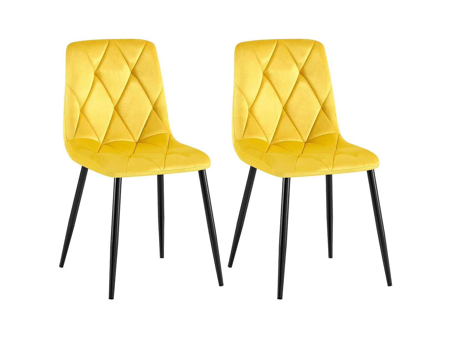 Lot de 2  chaise salle à manger - Velours - Jaune - Clairton