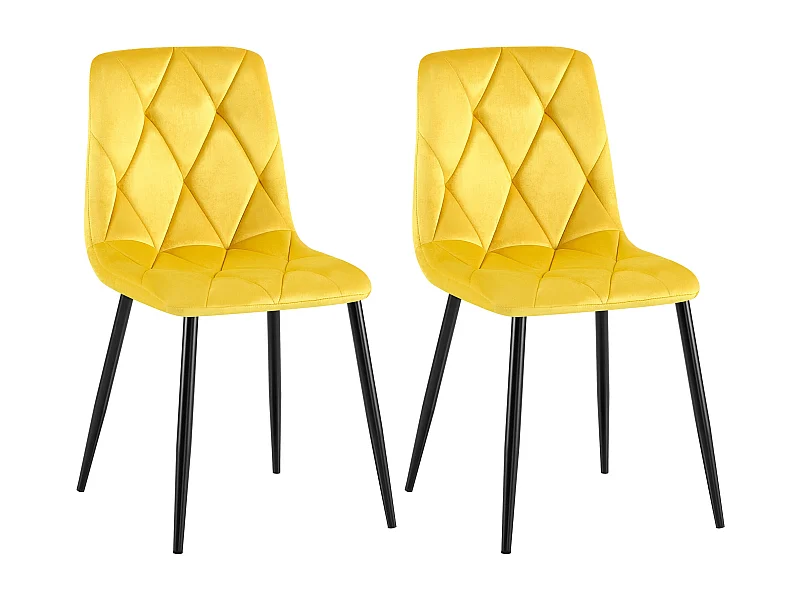Lot de 2  chaise salle à manger - Velours - Jaune - Clairton