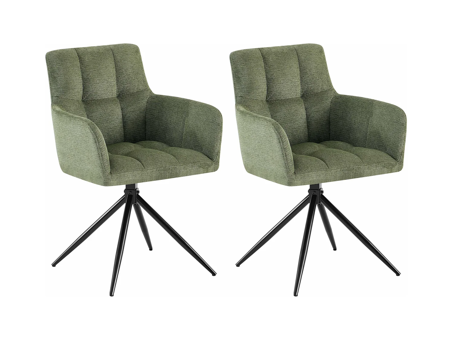 Lot de 2  chaises avec accoudoirs - Tissu - Vert - Jonah