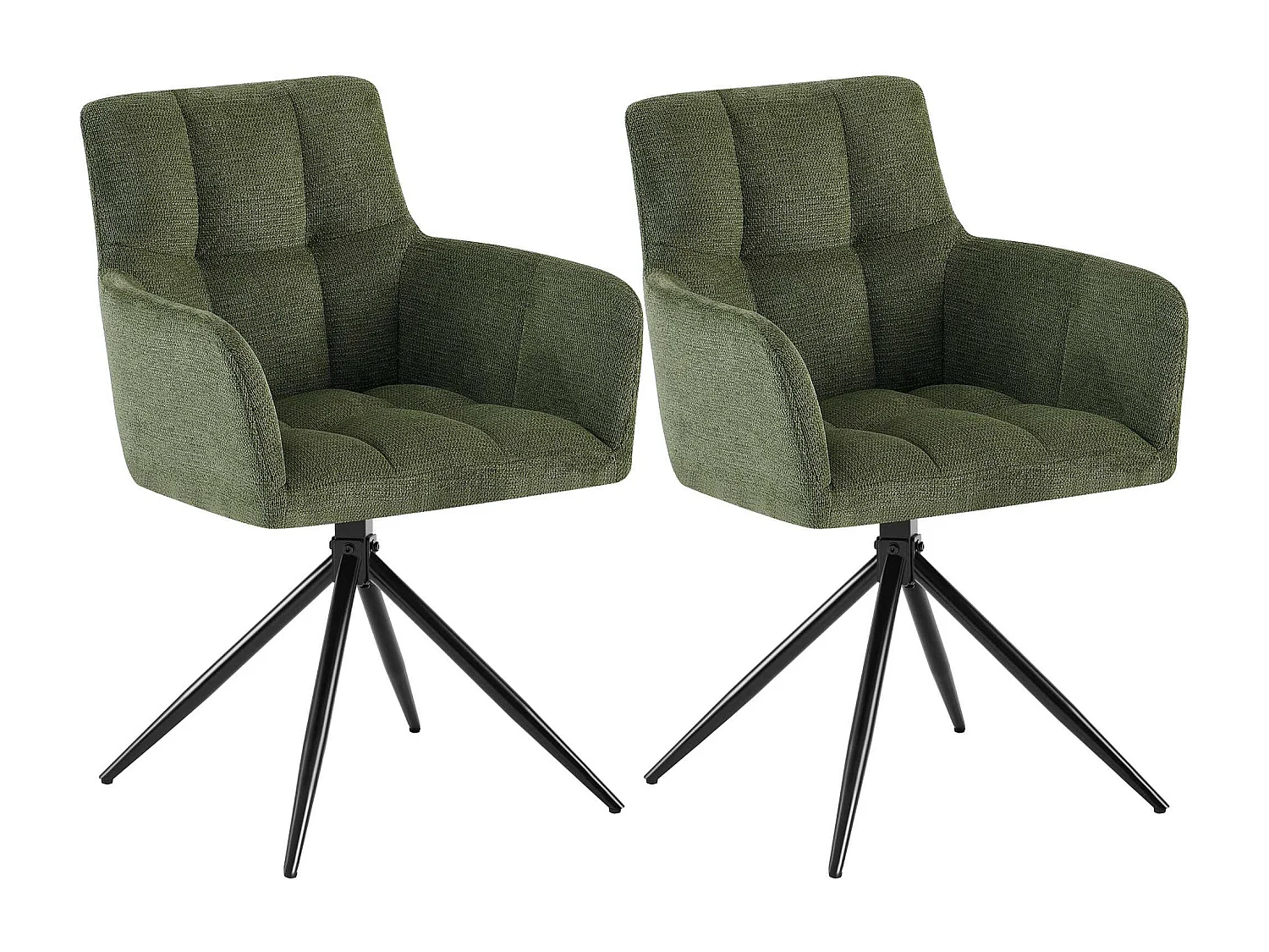 Lot de 2  chaises avec accoudoirs - Tissu - Vert - Jonah