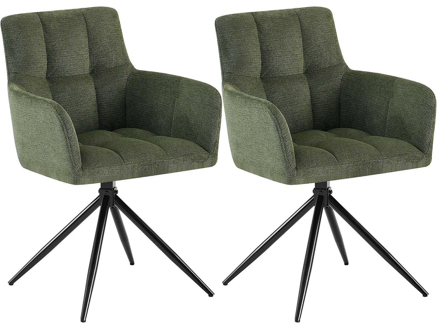 Lot de 2  chaises avec accoudoirs - Tissu - Vert - Jonah