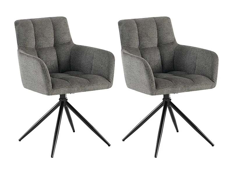Lot de 2  chaises avec accoudoirs - Tissu - Gris foncé - Jonah