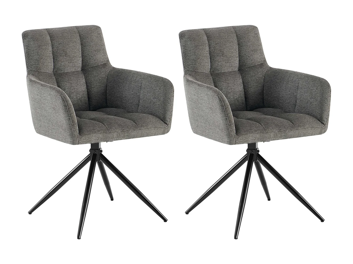Lot de 2  chaises avec accoudoirs - Tissu - Gris foncé - Jonah