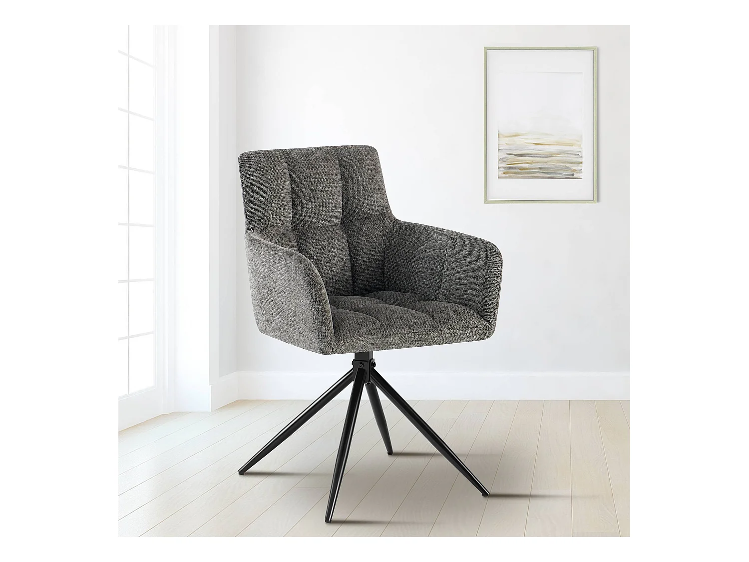 Lot de 2  chaises avec accoudoirs - Tissu - Gris foncé - Jonah