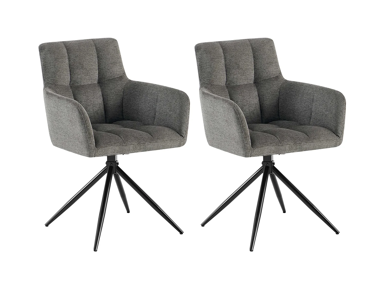Lot de 2  chaises avec accoudoirs - Tissu - Gris foncé - Jonah