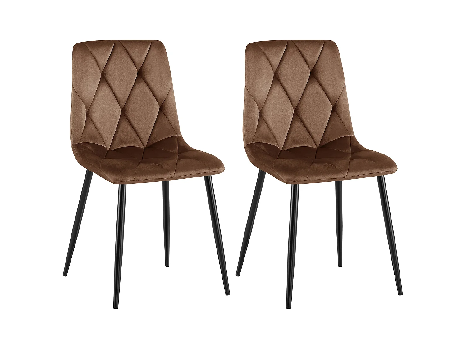 Lot de 2  chaise salle à manger - Velours - Marron - Clairton