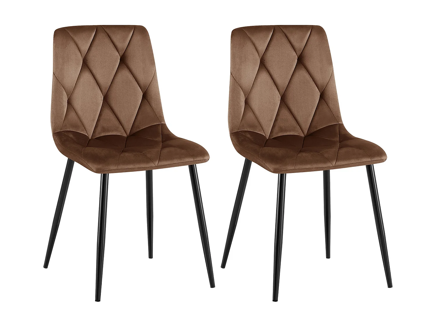 Lot de 2  chaise salle à manger - Velours - Marron - Clairton