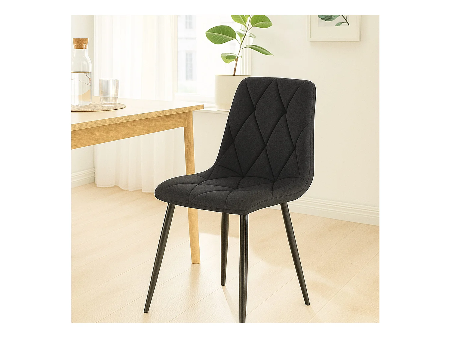 chaise salle à manger - Tissu - Noir - Clairton