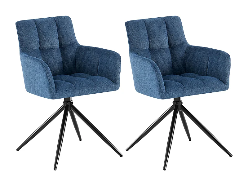 Lot de 2  chaises avec accoudoirs - Tissu - Bleu foncé - Jonah