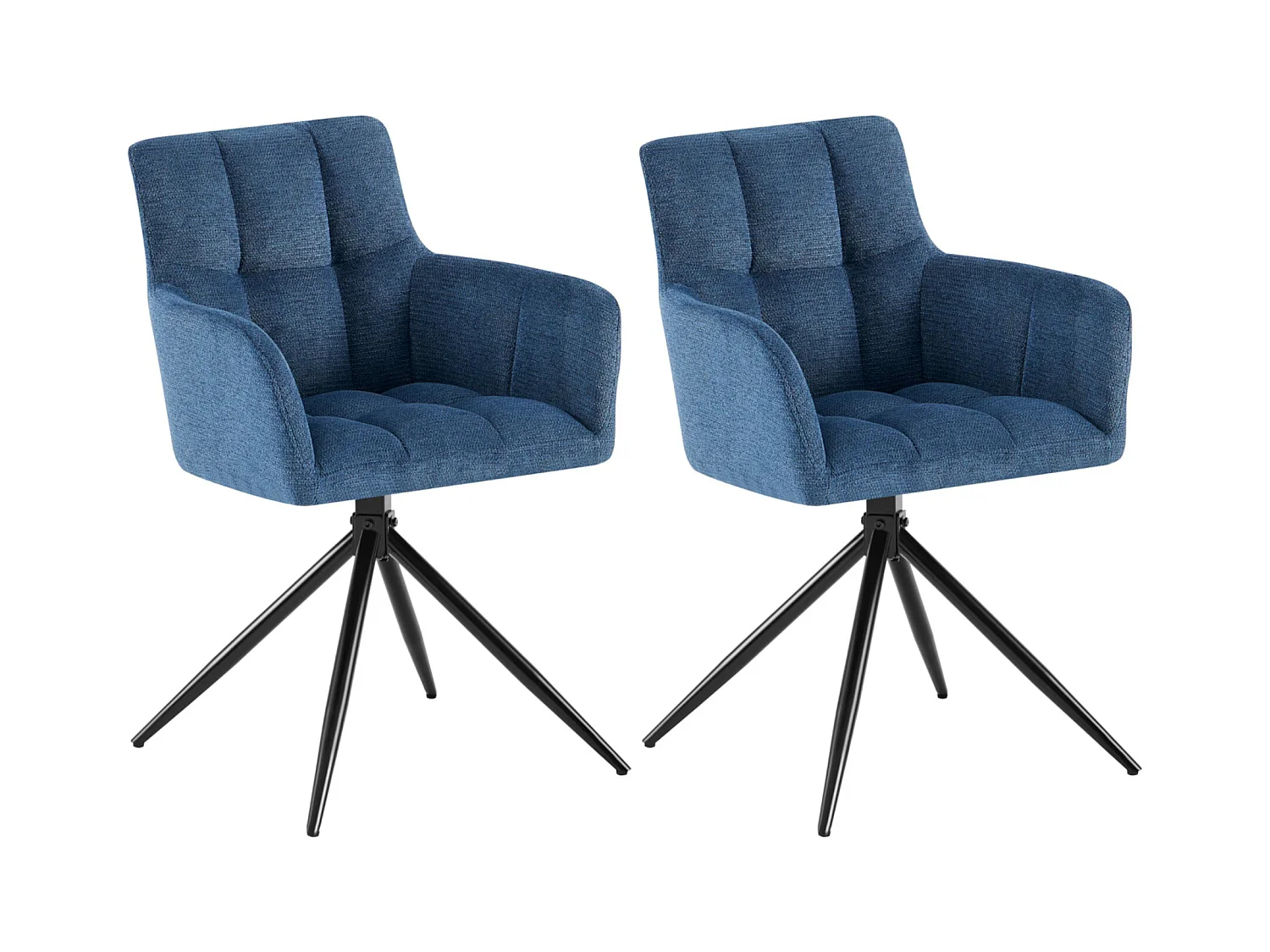 Lot de 2  chaises avec accoudoirs - Tissu - Bleu foncé - Jonah